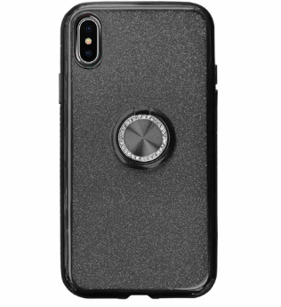 Compatible Glitter Gel Case With Finger Ring Holder For iPhone XS MAX