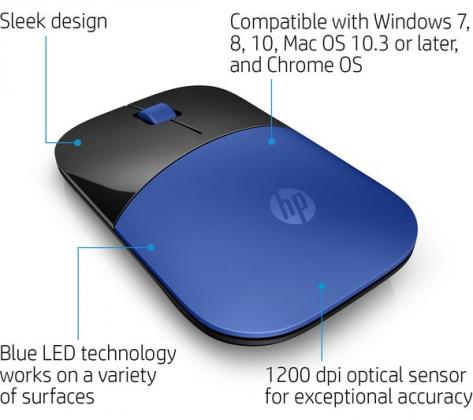 HP Z3700 Wireless Optical Mouse - Blue & Black