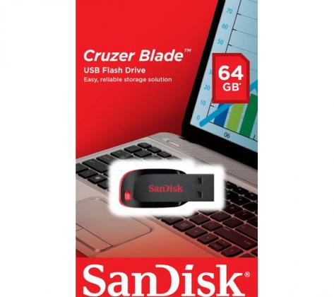 SANDISK Cruzer Blade USB 2.0 Memory Stick - 64 GB, Black