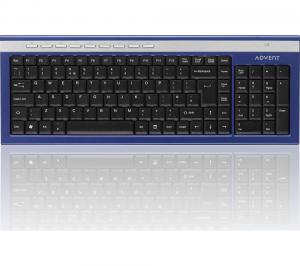 ADVENT AKBWLBL15 Wireless Keyboard - Blue & Silver