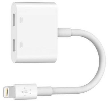Belkin lightning Audio and Charge Adapter For iPhone - White