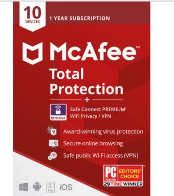 McAfee Total Protection 10 Device & 5 Device VPN SafeConnect