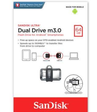 SanDisk Ultra Dual USB 3.0 Flash Drive - 64GB
