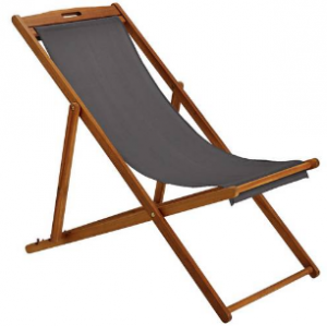 Argos Home Wooden Deck Chair - Grey