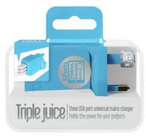 Juice USB 2.0/3.0 Triple Wall Charger - Aqua