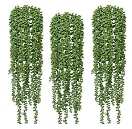 Artificial Succulents Hanging Plants 3pcs Artificial Fake String of Pearls Hanging Plant for Wall Home Garden Decor