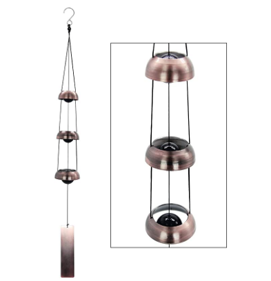 ASTARIN Temple Wind Chime, Red Copper Wind Chimes with 3 Bells, Feng Shui Wind Chimes for Home Yard Outdoor Decoration, A Great Memorial Wind Chime fo