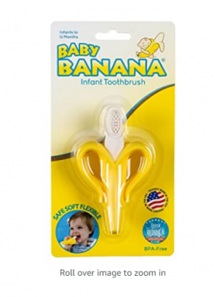 Baby Banana - Yellow Banana Toothbrush, Training Teether Tooth Brush for Infant, Baby, and Toddle