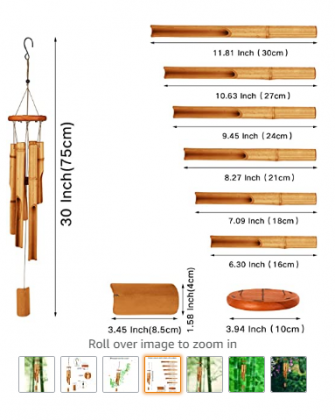 Bamboo Wind Chimes-30'' Wooden Wind Chimes for Outdoor & Indoor,Garden, Yark,Patio and Home Décor (30inch)