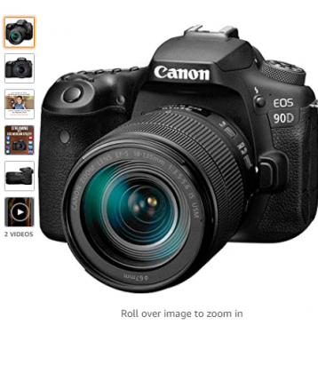 Canon DSLR Camera [EOS 90D] with 18-135 is USM Lens | Built-in Wi-Fi, Bluetooth, DIGIC 8 Image Processor, 4K Video, Dual Pixel CMOS AF, and 3.0 Inch V