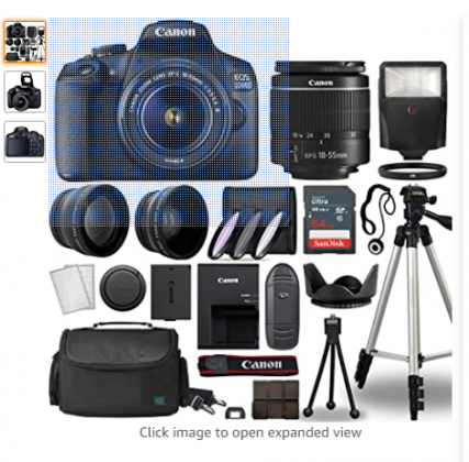 Canon EOS 2000D / Rebel T7 Digital SLR Camera Body w/Canon EF-S 18-55mm f/3.5-5.6 Lens 3 Lens DSLR Kit Bundled with Complete Accessory Bundle + 64GB +