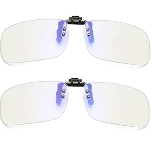 Clip On Blue Light Blocking Glasses Over Prescription Glasses Unisex Anti Blue Ray Glasses for Eye Protection (Two Pack)