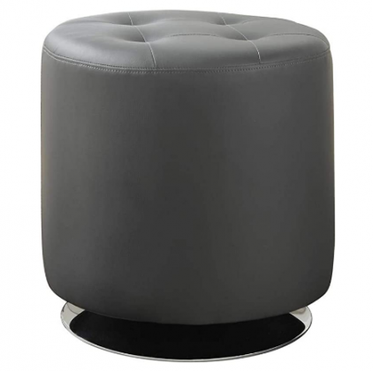 Coaster Home Furnishings Round Upholstered Ottoman Grey