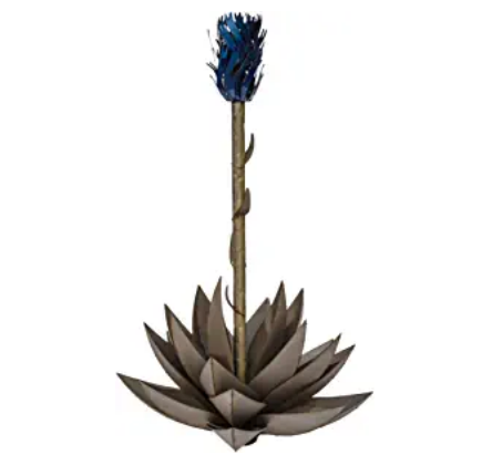 Desert Steel Blue Agave Garden Torch - (Small - 20”W x 15”H x 30”H) - Outdoor Metal Yard Art & Lawn Decoration