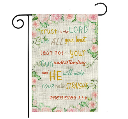 Duble Sided Bible Verses Rose Love Truth Lord Polyester Garden Flag Banner for Outdoor Home Garden Flower Pot Decor 12 x 18 Inch
