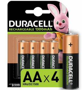 Duracell Rechargeable AA 1300mAh Batteries - Pack of 4
