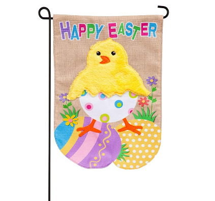 Evergreen Flag Beautiful Spring Easter Chick Burlap Garden Flag - 13 x 18 Inches Fade and Weather Resistant Outdoor Decoration for Homes, Yards and Ga