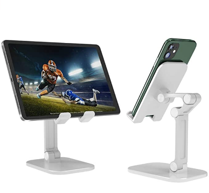 Fairman Desk Phone Holder, Free-Angle Adjustable Cell Phone Stand, Foldable Desktop Tablet Holder Stand (White)