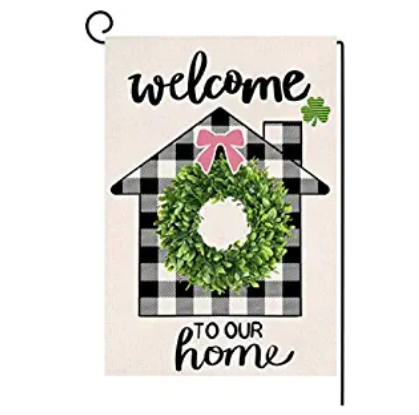 Favensen Spring Flags Home Sweet Home Garden Flags Summer Flag Vintage Black White Flags Welcome Flag, 12.5 x 18 Inch Farmhouse Outdoor Decoration Yar