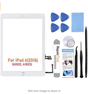 Fixerman Touch Screen Digitizer for iPad 6 6th Gen 2018 (A1893 A1954) Glass Replacement Repair Parts(NO LCD),with Home Button+Pre-Installed+Complete R