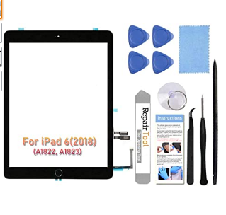 Fixerman Touch Screen Digitizer for iPad 6 6th Gen 2018 (A1893 A1954) Glass Replacement Repair Parts(NO LCD),with Home Button+Pre-Installed+Complete R