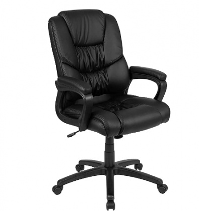 Flash Furniture Flash Fundamentals Big & Tall 400 lb. Rated Black LeatherSoft Swivel Office Chair with Padded Arms