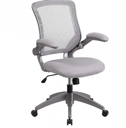 Flash Furniture Mid-Back Gray Mesh Swivel Ergonomic Task Office Chair with Gray Frame and Flip-Up Arms