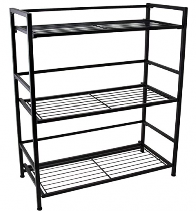 Flipshelf-Folding Metal Bookcase-Small Space Solution-No Assembly-Home, Kitchen, Bathroom and Office Shelving-Black, 3 Shelves, Wide (1-Unit)