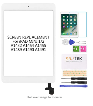 for IPad Mini 2 Touch Screen Replacement, A1432 A1454 A1455 A1489 A1490 Digitizer Replacement Glass Repair Parts, with IC Chip,Home Button,Cameral Hol