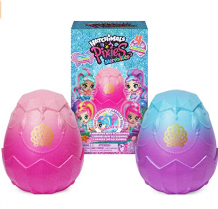 Hatchimals Pixies, Mermaids 2-Pack of Collectible Dolls with Real Ponytails and 6 Accessories (Styles May Vary)