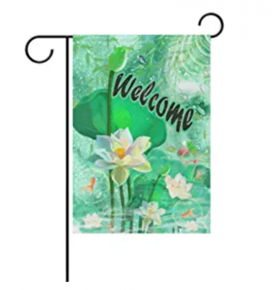 I·D Good Figure Lotus Goldfish Double Sided Garden Flag Outdoor Yard Decor Welcome House Flag Banners for Home