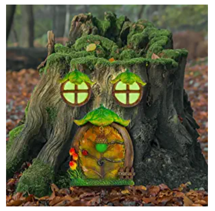 Juegoal Miniature Fairy Gnome Home Window and Door for Trees Decoration, Leave Shape Glow in Dark Fairies Sleeping Door and Windows, Yard Art Garden N