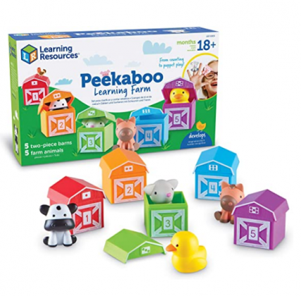 Learning Resources Peekaboo Learning Farm, Counting, Matching & Sorting Toy, Toddler Finger Puppet Toy, 10 Piece Set, Easter Gift for Kids, Easter Toy