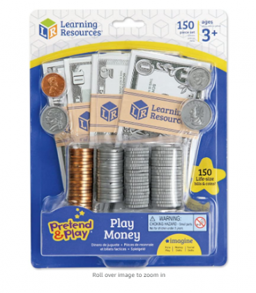 Learning Resources Pretend and Play, Play Money for Kids, Counting, Math, Currency, 150 Pieces, Easter Gifts for Kids, Ages 3+