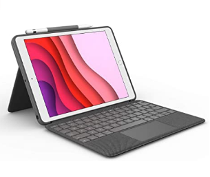 Logitech Combo Touch for iPad (7th and 8th Generation) Keyboard case with trackpad, Wireless Keyboard, and Smart Connector Technology – Graphite