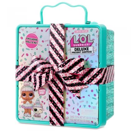 L.O.L. Surprise Deluxe Present Surprise Limited Edition Sprinkles Doll and Pet Teal