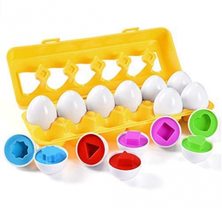 MAGIFIRE Matching Easter Eggs ,12 Packs Learning Toys Gift for Toddler 1 2 3 Year Old Preschool Games Educational Color Shape Recognition Skills(Shape
