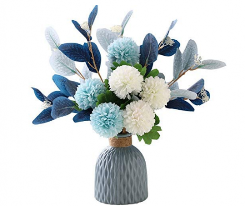 NAWEIDA Artificial Flowers with Vase Silk Hydrangea Flower Arrangements for Home Garden Party Wedding Decoration