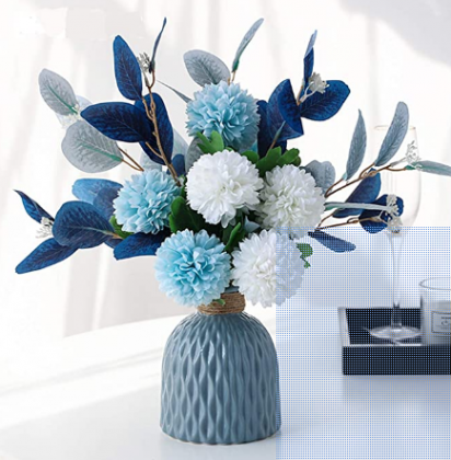 NAWEIDA Artificial Flowers with Vase Silk Hydrangea Flower Arrangements for Home Garden Party Wedding Decoration