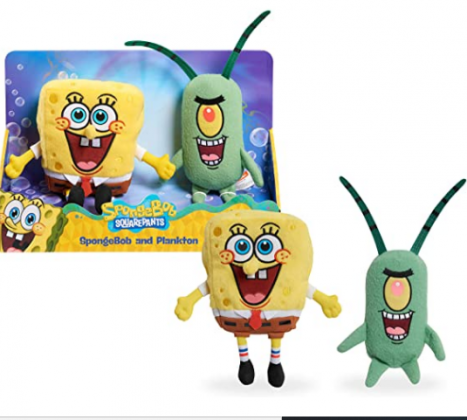 Nickelodeon Spongebob Squarepants 2-Piece Plush Set, 7-Inch Spongebob and 6-Inch Plankton