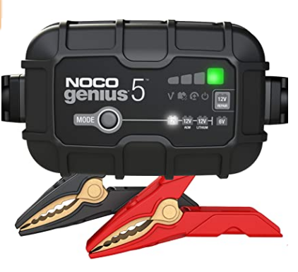 NOCO GENIUS5, 5-Amp Fully-Automatic Smart Charger, 6V and 12V Battery Charger, Battery Maintainer, Trickle Charger, and Battery Desulfator with Temper
