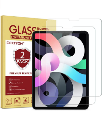 OMOTON [2 Pack] Screen Protector Compatible with iPad Air 4 10.9 Inch 2020 / iPad Pro 11 [Compatible with Apple Pencil] - Tempered Glass Compatible Wi