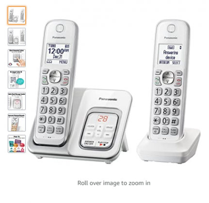 Panasonic DECT 6.0 Expandable Cordless Phone with Answering Machine and Smart Call Block - 2 Cordless Handsets - KX-TGD532W (White)