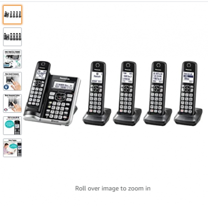Panasonic Link2Cell Bluetooth Cordless Phone System with Voice Assistant, Call Blocking and Answering Machine. DECT 6.0 Expandable Cordless System - 5