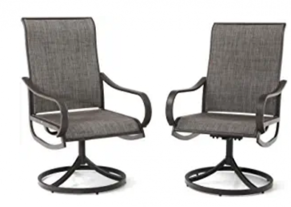 PHI VILLA Patio Swivel Dining Chairs Set of 2 Outdoor Kitchen Garden Metal Chair with Textilene Mesh Fabric, Patio Furniture Gentle Rocker Chair