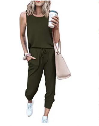 PRETTYGARDEN Women’s Two Piece Outfit Sleeveless Crewneck Tops With Sweatpants Active Tracksuit Lounge Wear With Pockets