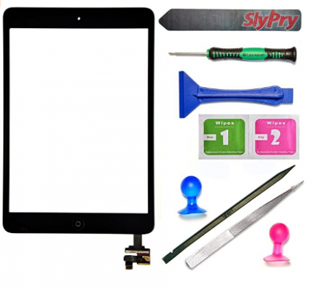 Prokit for Black iPad Mini Touch Screen Digitizer Complete Assembly with IC Chip & Home Button Replacement with SlyPry Opening Tool kit Ships from CA