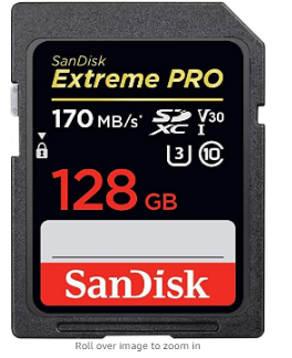 SanDisk 128GB Extreme PRO SDXC UHS-I Card - C10, U3, V30, 4K UHD, SD Card - SDSDXXY-128G-GN4IN