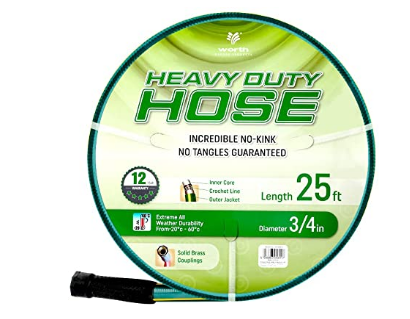 Solution4Patio Homes Garden 3/4 in. x 25 ft. Garden Hose, Brass Fittings, No Kink, No Leaking, Heavy Duty, High Water Pressure, for Extremely Weather