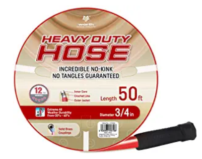 Solution4Patio Homes Garden Hose Red Kink Free 3/4 in. x 50 ft. Commercial Hose, No Leaking, Heavy Duty, Brass Fittings 12 Year Warranty, No DOP, Envi